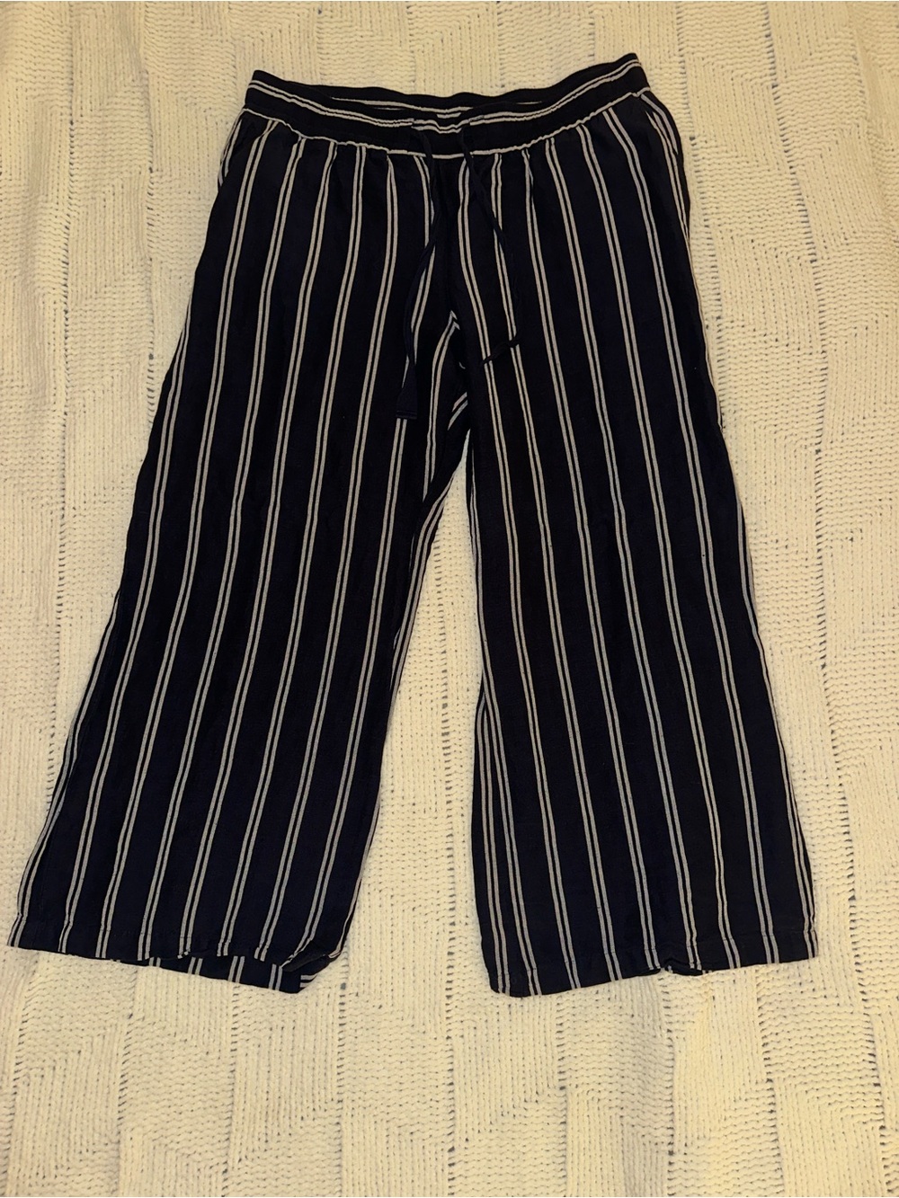 a new day Navy & White Vertical-Stripe Wide Leg Pants